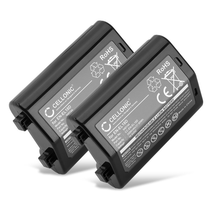 2x Batterij voor Nikon D6, Nikon Z 9 EN-EL18D Accu (3500mAh, 10.8V) van CELLONIC