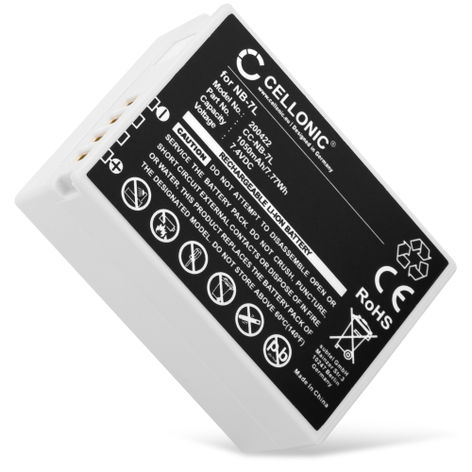 Batterie pour Kompatibel mit Canon PowerShot G12 PowerShot G11 PowerShot G10 PowerShot SX30 IS NB-7L (1050mAh, 7.4V) de CELLONIC