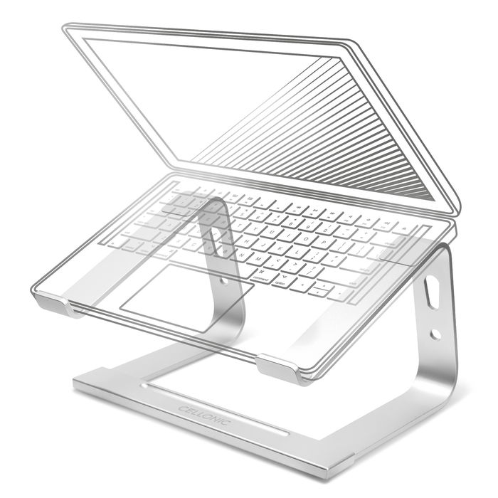 CELLONIC Universele laptopstandaard - verstelbare ergonomische en lichte aluminium computerstandaard met verkoelend effect - geschikt voor alle soorten laptops en notebooks