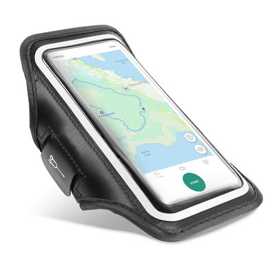 Brassard running smartphone jusqu'à 6,1" pouces avec accroche clefs et porte-carte - brassière en néoprène noir résistant à la transpiration