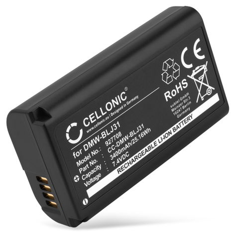 Batterie pour Panasonic Lumix DC-S1 Lumix DC-S1H Lumix DC-S1R Lumix S1 Lumix S1H Lumix S1R DMW-BLJ31 (3400mAh, 7.4V) de CELLONIC