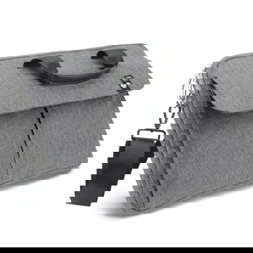 Sac à bandoulière pour ordinateur portable – Serviette de protection et de transport universelle multi-compartiments 14,1”-15,4” pour ordinateur portable, pour le travail, les études, le bureau et les déplacements – gris