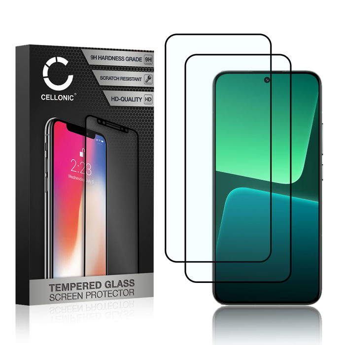 2x Xiaomi 13 Protecteur d'écran 9H en verre trempé 3D Case-friendly de Cellonic