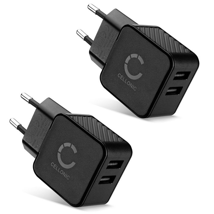 2x Chargeur USB EU-Plug 2 Ports pour 5V / 1A, 1000mA avec 17W, 3.4A, 5V bloc alimentation USB 2x connecteur USB Chargeur multi USB prise secteur usb