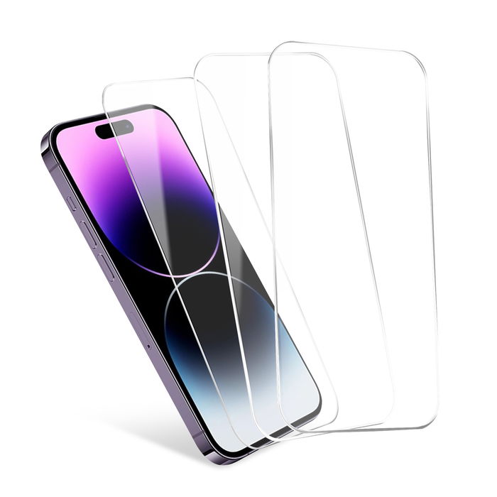 3x CELLONIC iPhone 14 Pro Max Screenprotector – Volledig zelfklevende schermbeschermer 2.5D 6,7 inch met ultradun beschermfolie 9H gehard beschermglas