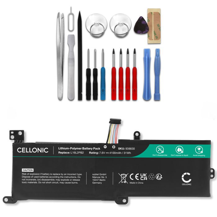 Lenovo IdeaPad 3 15IML05 Batterie 7.6V 4100mAh + kit d'outils de Cellonic