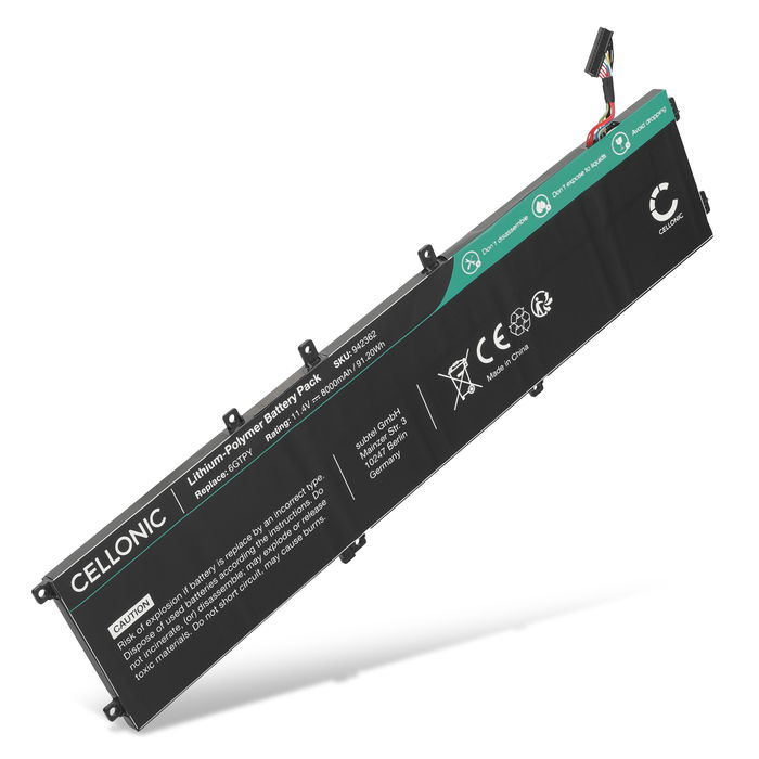 Batterij voor Dell XPS 15 9570, 7590, 9560, Precision 5530, 5540, 5520, 5510, Dell 6GTPY, GPM03, H5H20 Laptop - 8000mAh 11.4V 