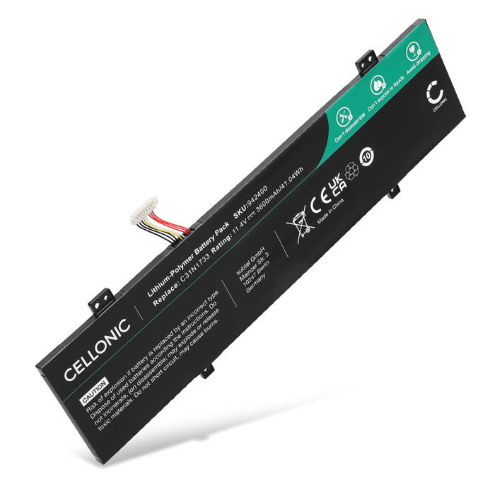 Battery for ASUS VivoBook Flip TP412FA, TP412U, TP412FA | ASUS C31N1733, C31PIJ1, 0B200-02970000 11.4V 3600mAh from CELLONIC