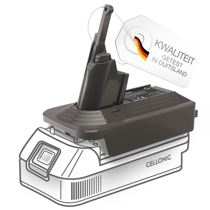 DeWalt / Milwaukee 18V naar Dyson V8 Slim batterijadapter van Cellonic