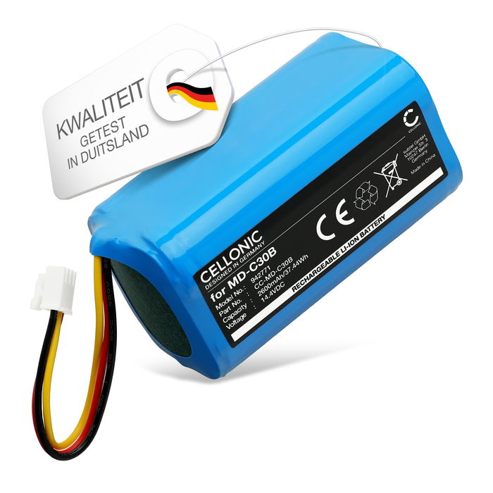Accu voor Blaupunkt BlueBot XSMART, XBOOST, Liectroux C30B, iHome Eclipse AutoVac, iHRV2 2600mAh van CELLONIC