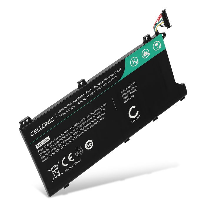 Battery for Huawei MateBook D 15, D 15 2020, Magicbook 14, MagicBook 15, MateBook D 15 AMD, Huawei HB4692J5ECW-31 11.4V 3000mAh from CELLONIC