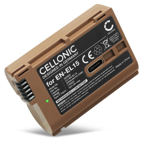 Batterie pour Appareils Photo Nikon 1 V1; D7500; D850; D750; D7000; D7100; D500 EN-EL15b EN-EL15a (2250mAh, 7.4V) de CELLONIC