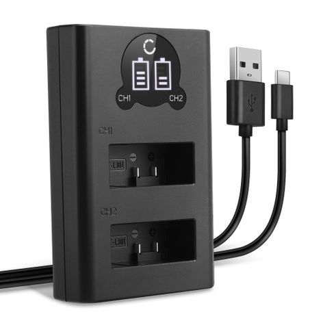 Chargeur double pour batteries AHDBT-1301 GoPro HERO13 Black – chargeur USB 4.4W + Câble USB de CELLONIC. Longueur du câble : 1m.