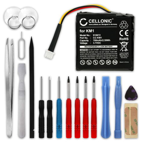 Battery for TomTom Via 130 Via LIVE 120 Via 125 Via 120 6027A0117401, KM1, XLHS416 XLHS416*08338 (700mAh, 3.7V) + Tool-kit 17pcs from subtel