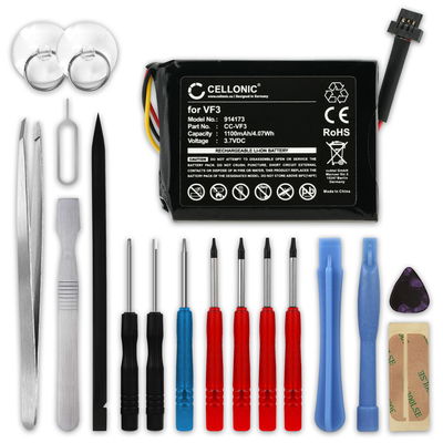 Batterij voor TomTom Quanta, GO XL 330, GO XL 310, VF3F, FM68360420759, VF3 1100mAh + Gereedschapsset 17dlg van subtel