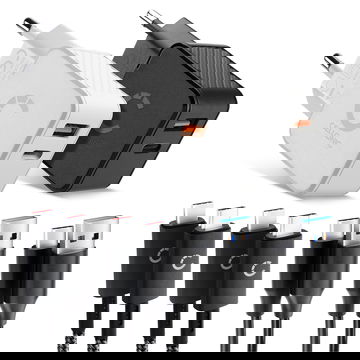 CELLONIC Reisset – 2x Dubbele Lader USB-C & USB + 4x Oplaadkabel voor Smartphone, Laptop, GPS, Tablet, Speaker, Smartwatch en meer – 2x 20W PD USB Snellader in Zwart en Wit