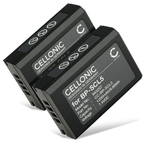 2x Batterie pour Appareils Photo Leica M10 Monochrom; M10-P; M10-R BP-SCL5 (1200mAh, 7.4V) de CELLONIC