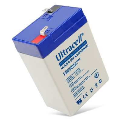 Batterij voor Bleiakku 6 V, 4,5 Ah (UL4.5-6) Faston (4,8 mm) UL4.5-6 (4500mAh, 6V) van Ultracell