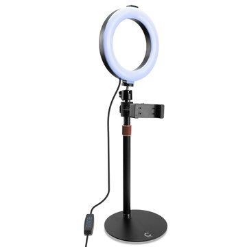 Ringlamp - 3000K-6500K met Statief, Smartphonehouder, 10 standen dimbaar, USB van CELLONIC