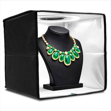 Opvouwbare Fotobox Lichttent 30cm – LED-ringlicht, 120 Parels, CRI ≥97, 5500K Daglicht, 10-staps Dimming, 6 Achtergronden & Draagtas van CELLONIC