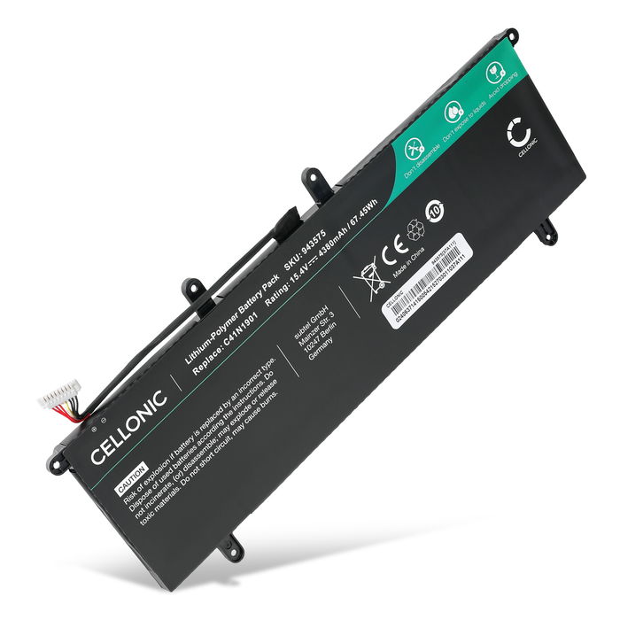 Battery for ASUS UX481F, Zenbook Duo UX481F, Duo UX481FA, Duo UX481FL, UX481FA, UX481FL, C41N1901 15.4V 4380mAh from CELLONIC