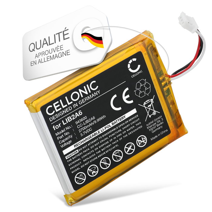 Batterie pour Visonic B3G-220, BGS-220, Transmitter VLE-320 - LIB2A6 (2700mAh) Batterie de remplacement