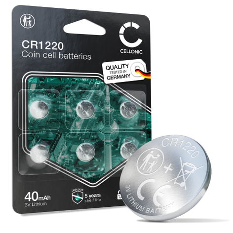 6x piles Pile bouton CR1220 (3V, 40mAh) de CELLONIC