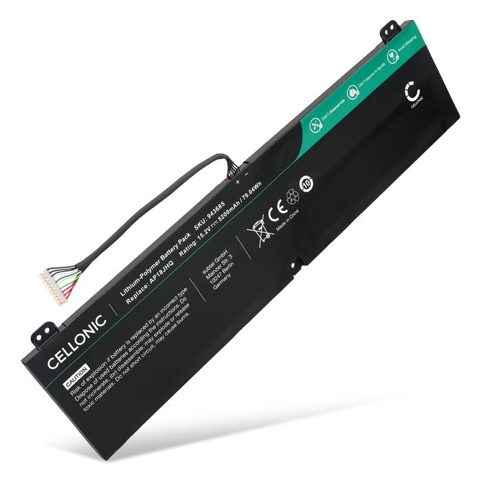 1x Battery for Acer Predator Triton 500, Triton 500 PT515-51, Triton 500 PT515-52, ConceptD 7 CN715-71, 7 Ezel CC715-71, AP18JHQ, KT.00408.001, KT00408001 15,2V 5200mA from CELLONIC