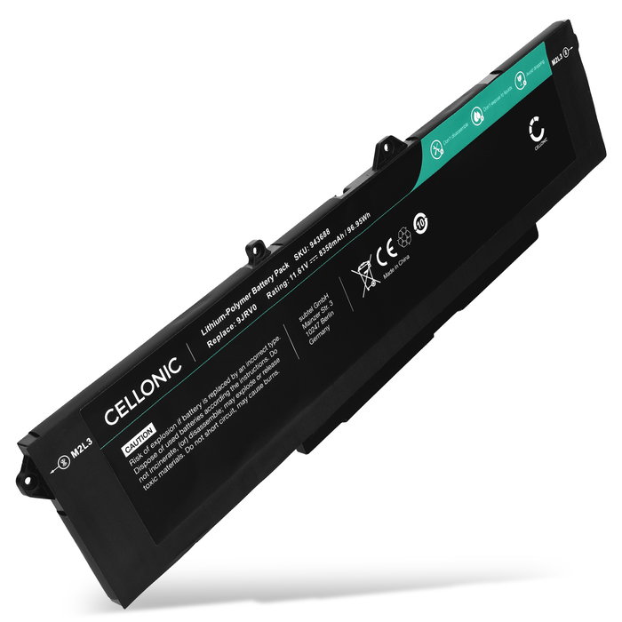 Batterie pour Dell Alienware M18 R2, m18 R1, M17 R5, M18 R1 (AMD), M18 R1 (Intel), Precision 3591, 3561, 3571, Latitude 5521, 5531, 15 5531, Dell 9JRV0, 53XP7 11.61V 8350mAh de CELLONIC
