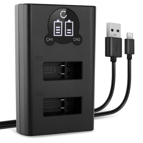 Dubbele acculader AMDBD-001 voor GoPro MAX 2 – AMDBD-001 + USB Kabel van CELLONIC