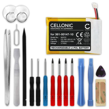 Accu voor Garmin Fenix 7X, Tactix 7 361-00147-10 (300mAh, 3.7V) + Schroevendraaier-set van CELLONIC